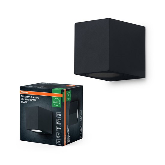 Sieninis lauko šviestuvas OSRAM Endura Square, IP44, GU10, max 35W, juodos sp., h9,2 cm - 2