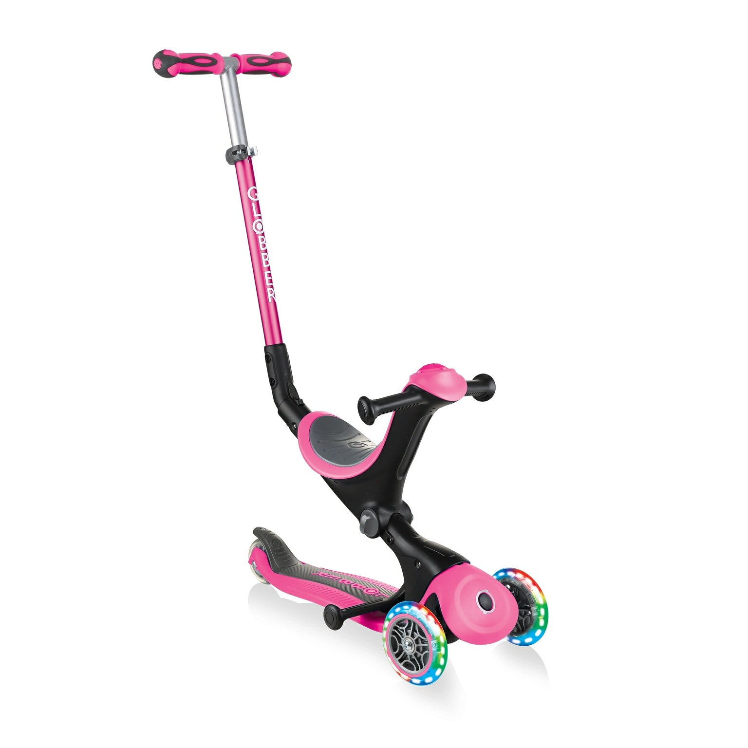 Paspirtukas GLOBBER Go Up Deluxe Lights, rožinės spalvos-0
