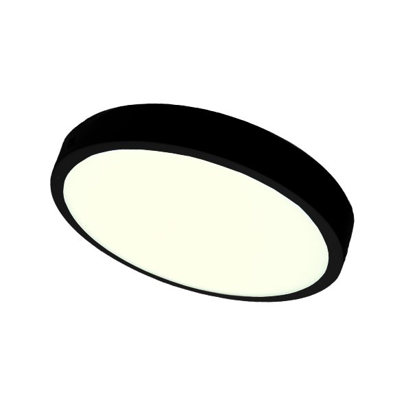 Paviršinė LED panelė TOPE MODENA, IP44, 3000 K, 30 W, 2147 lm, juodos sp., Ø23 x h3,1 cm