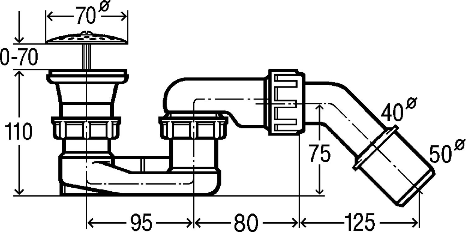 Dušo padėklo sifonas VIEGA, 70 x 40/50 mm - 2