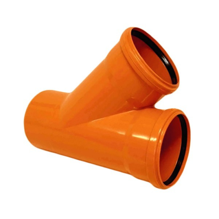 PVC lauko kanalizacijos trišakis PIPELIFE, DN110 x 110 x 45°-0