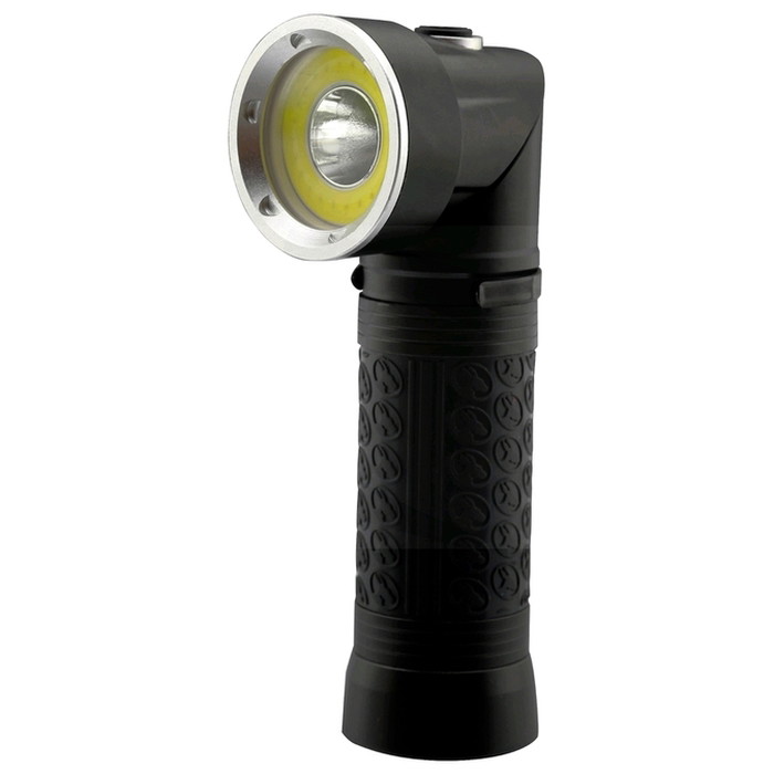 LED žibintuvėlis ENTAC,IP44,5W,500lm, elementai 3xAAA(neįeina), galva sukasi 90°, juodos sp., 4x14cm-0