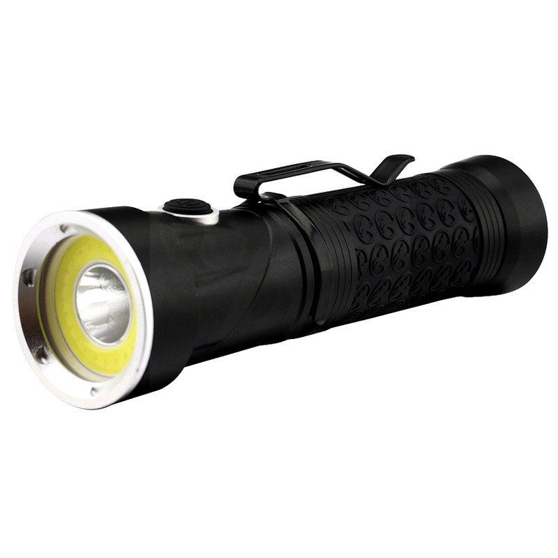LED žibintuvėlis ENTAC,IP44,5W,500lm, elementai 3xAAA(neįeina), galva sukasi 90°, juodos sp., 4x14cm-1