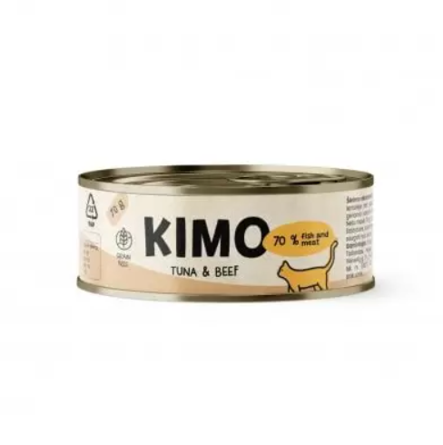 Konservuotas kačių ėdalas KIMO, su tunu ir jautiena, 70 g