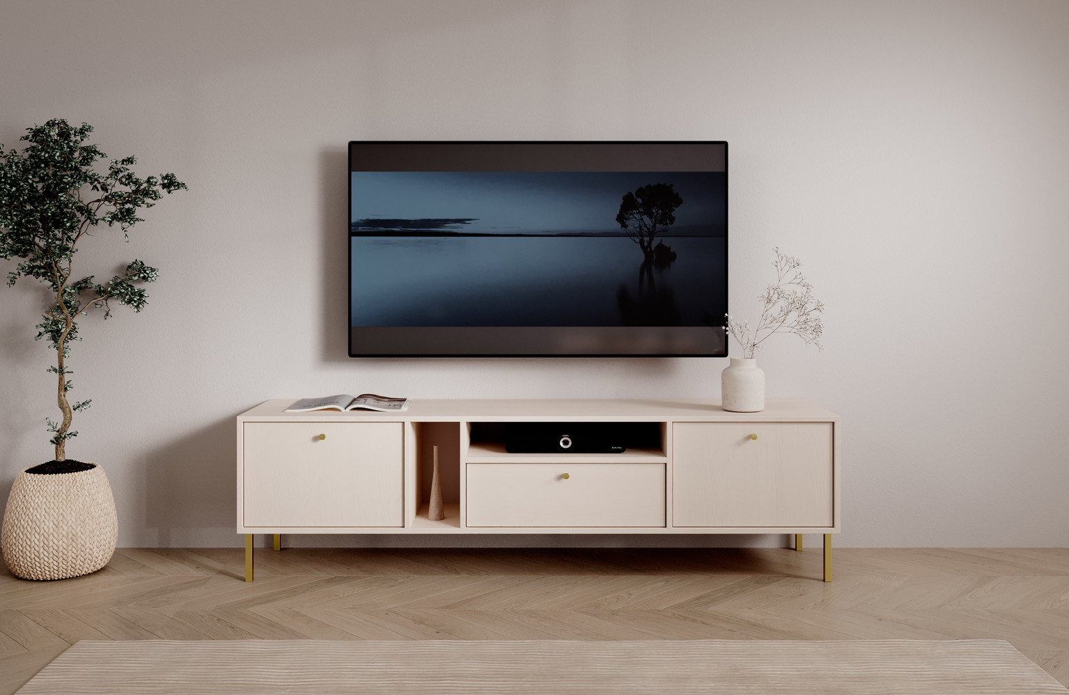 TV spintelė Tili 2D 1S, smėlio - 4