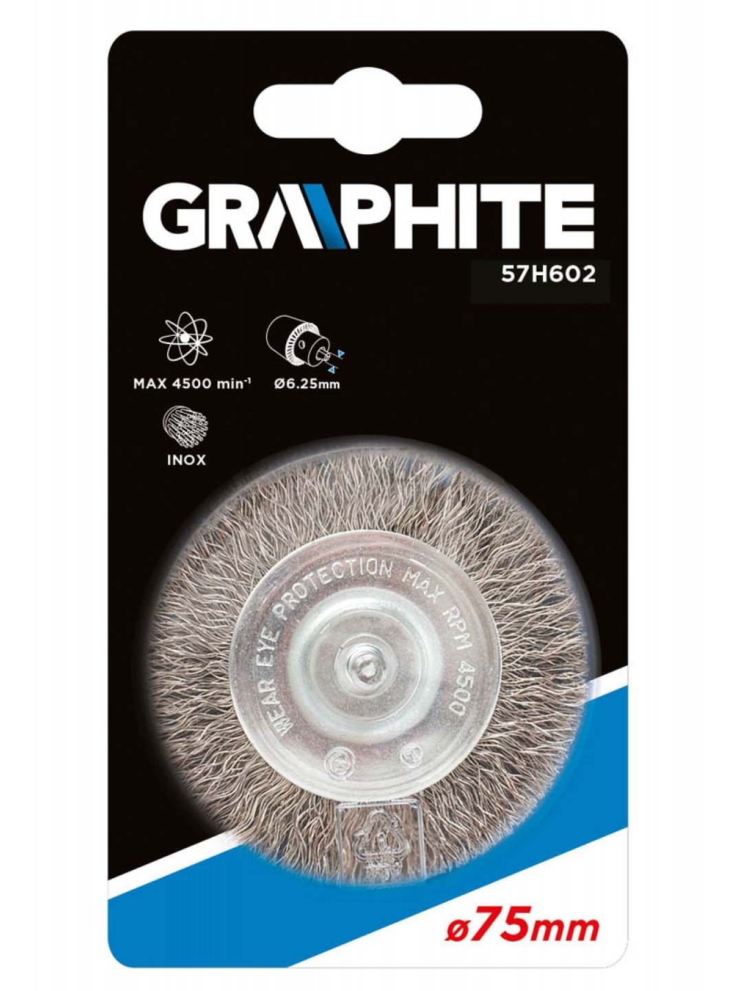 Plieninis šlifavimo šepetys GRAPHITE, 75 mm, plokščias, nerūdijantis plienas - 2