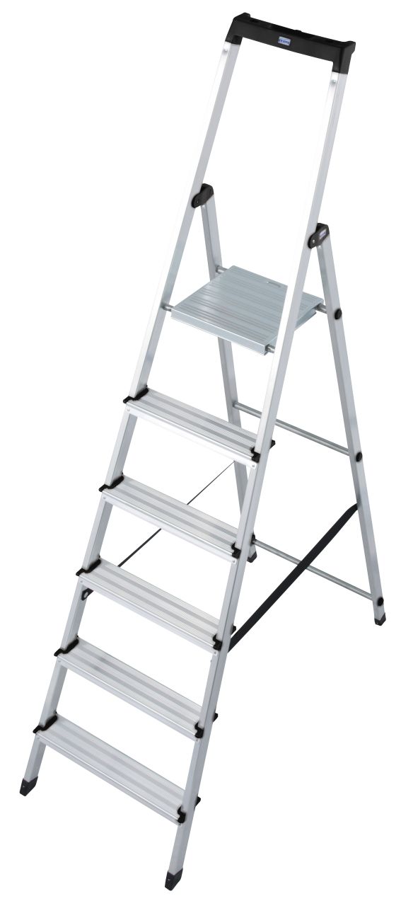Kopėčios KRAUSE Solidy, 6 pakopų, vienpusės, su daiktų lentynėle, darbinis aukštis 330 cm-0