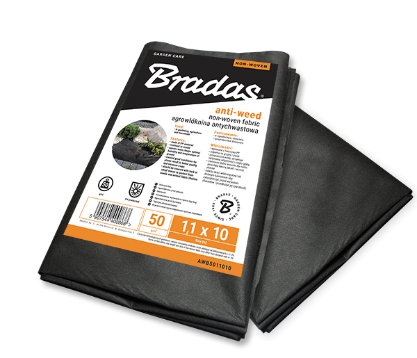 Agrotekstilė nuo piktžolių Bradas, 50 g/m², 0.8 x 5 m, neaustinė, juoda - 1
