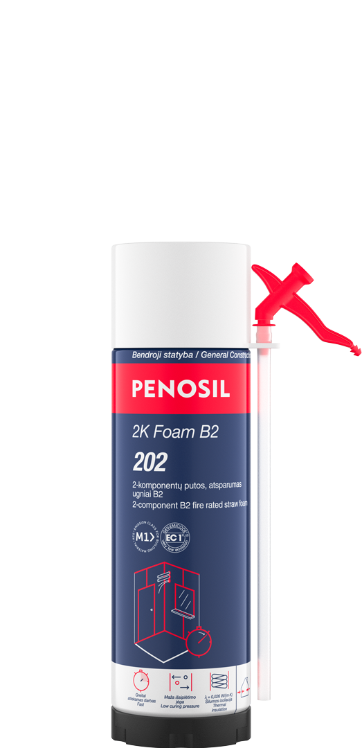 Dvikomponentės šiaudelinės sandarinimo putos PENOSIL 2K FOAM B2 202, 400 ml-0