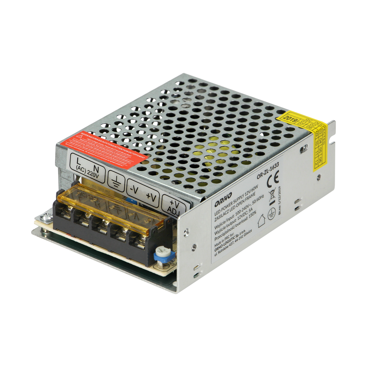 LED transformatorius ORNO, IP20, 60 W, įėjimas AC220-240V, išėjimas DC12V-0