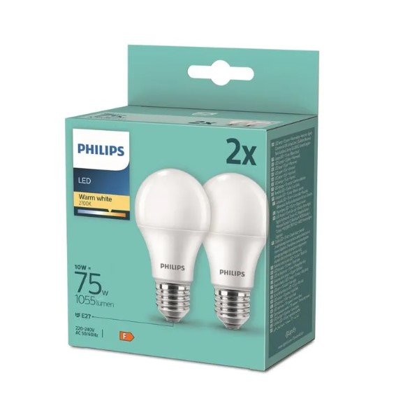 LED lemputė PHILIPS, A67, 13W(=100W),E27,2700K,1521lm,NON-DIM,šiltai baltos spalvos,2vnt. - 1