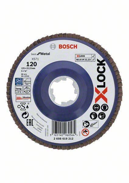 Žiedlapinis šlifavimo diskas BOSCH X-Lock, 125 mm, K 120 mm - 2