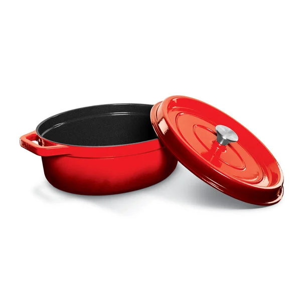 Ketaus puodas Grand Feu, minimalistinio dizaino „Casserole“ su dangčiu,  3.5l, raudonos sp. - 5