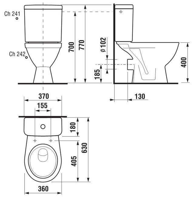 Unitazo komplektas JIKA LYRA PLUS, be dangčio, 3/6l, horizontalus, baltas-1