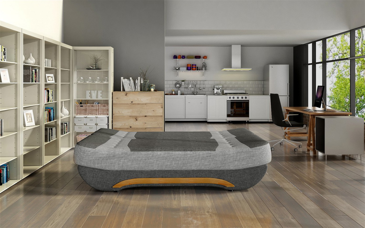 Sofa Ewa II, juoda/raudona - 4