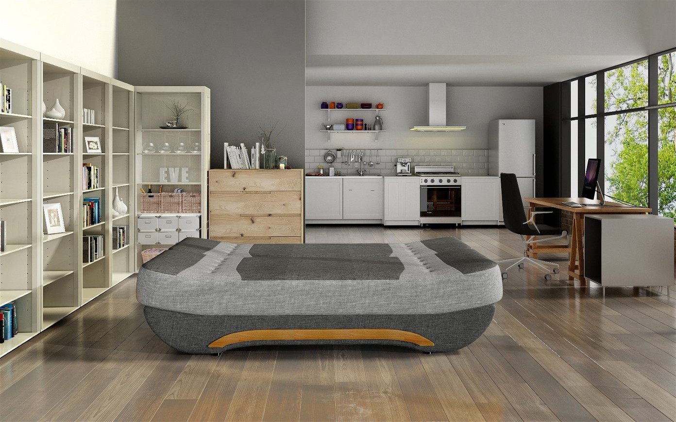 Sofa Ewa II, juoda/raudona - 3