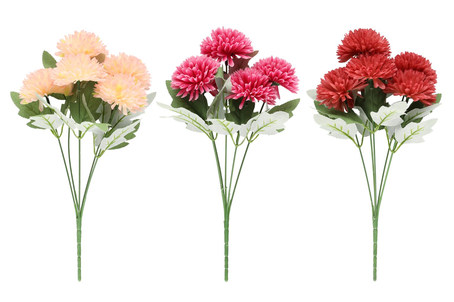 Dirbtinių gėlių puokštė 4LIVING Chrysanthemum, 3 spalvos, 33 cm