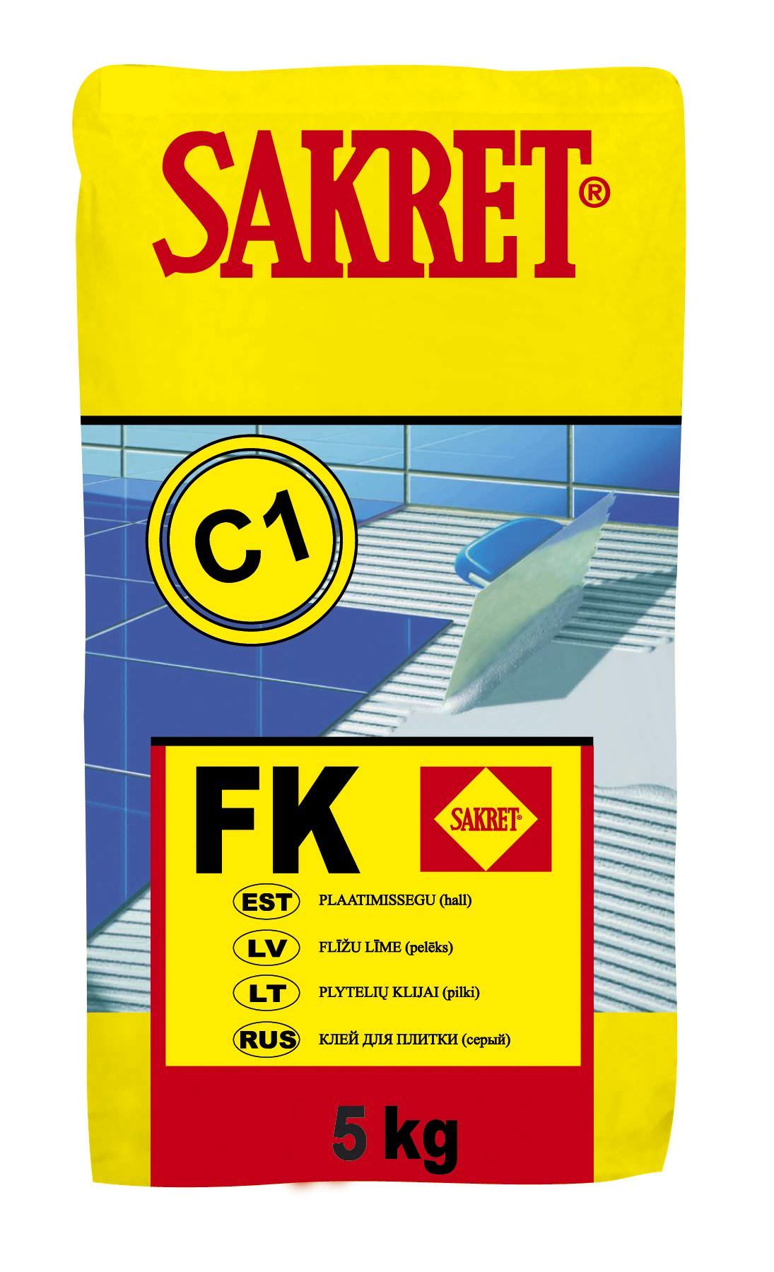 Plytelių klijai SAKRET FK, 5 kg-0