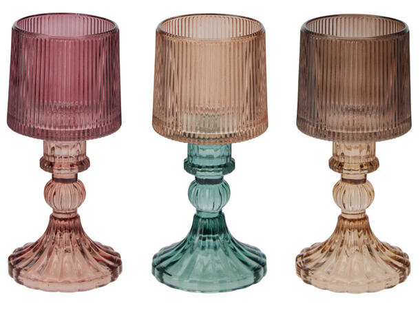Stiklinė žvakidė LAMP, rausvos sp., 3 spalvos, 17 cm-0