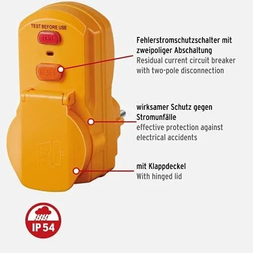 Nuotekio relė Brennenstuhl, su lizdu, 16A, IP54-1