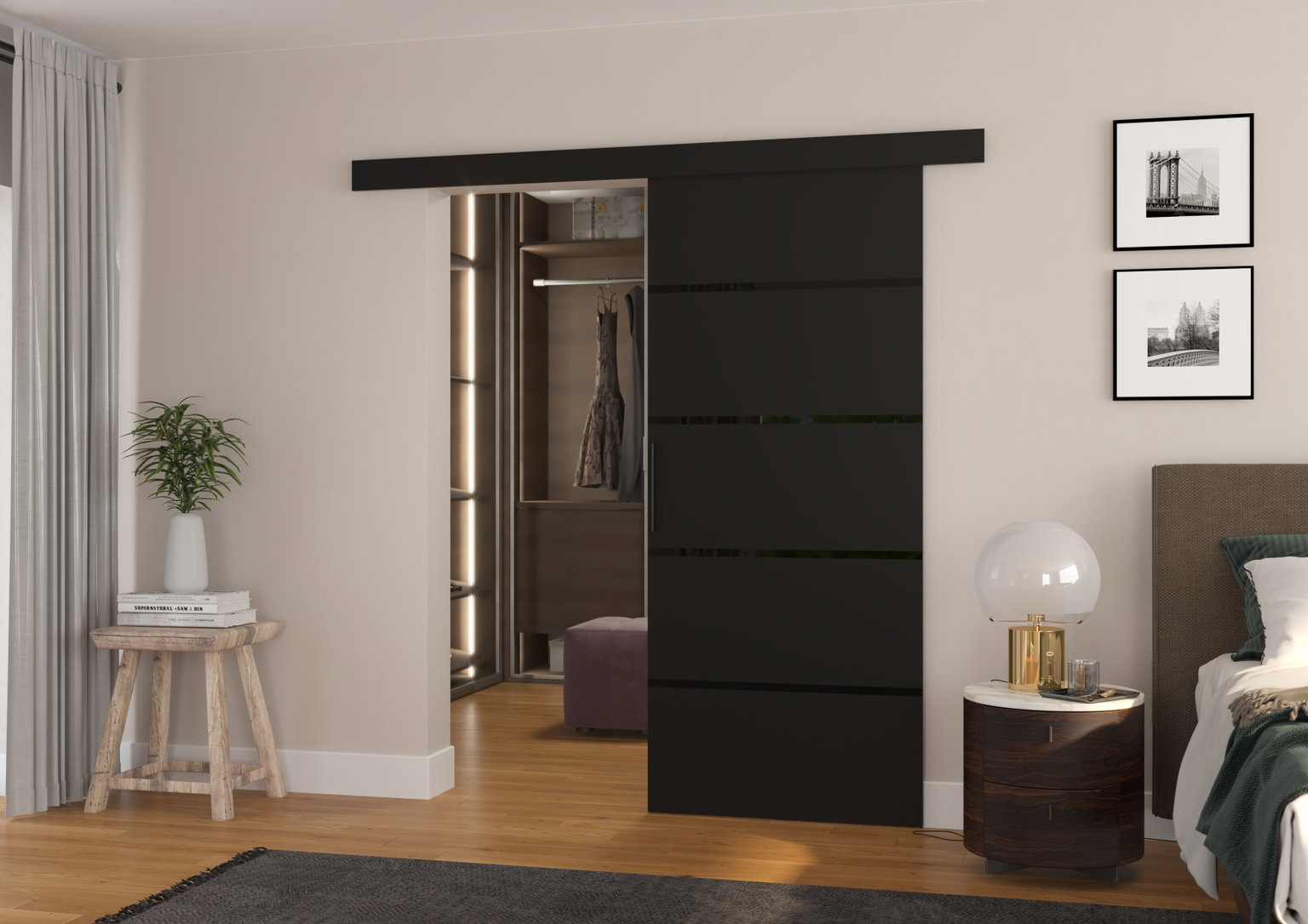 Stumdomos durys MUSCHU 86, 86 x 205 cm, juoda-0