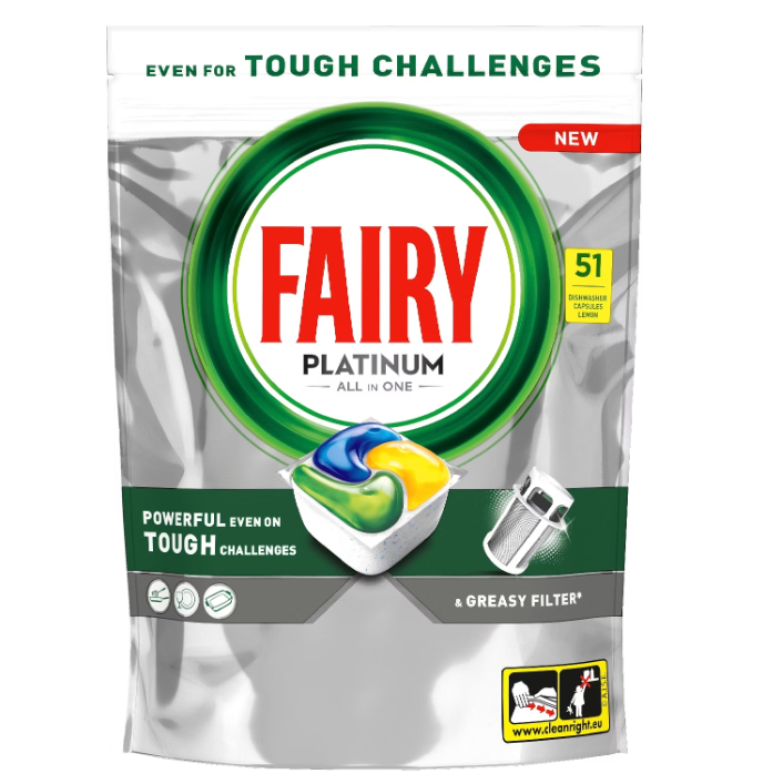 Automatinių indaplovių kapsulės FAIRY Platinum Lemon, 51vnt-0