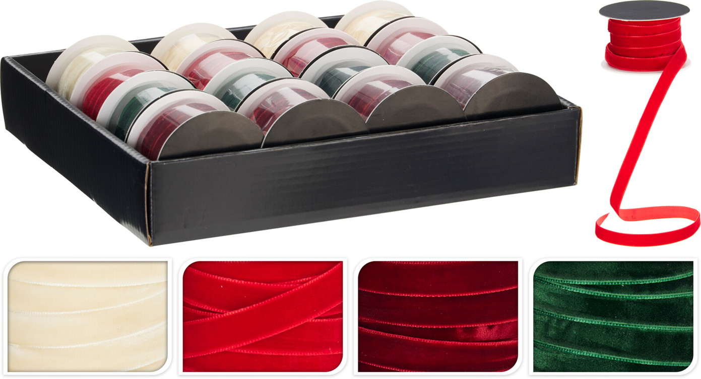 Dovanų pakavimo juostelė VELVET, 4 spalvos, 2 m-0