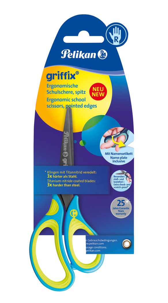 Žirklės GRIFFIX "R", 15 cm, neon melsvos-0