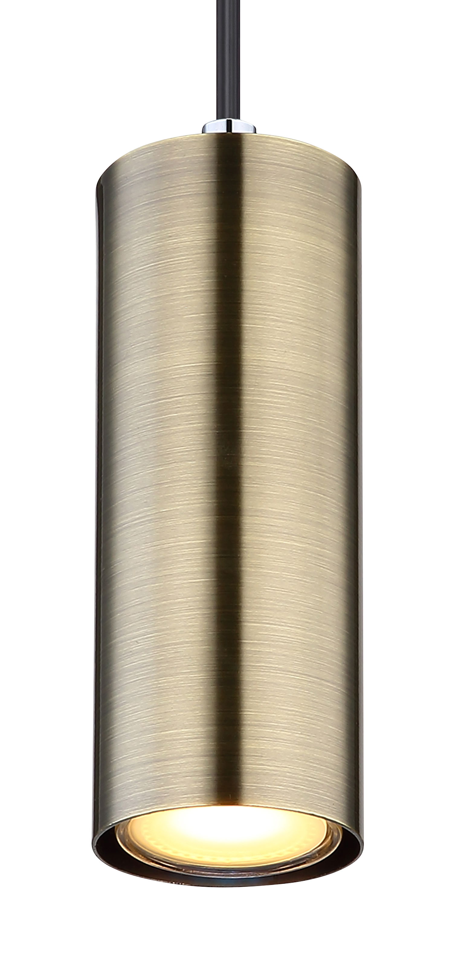 Pakabinamas šviestuvas GLOBO Robby, 1 x GU10, 35W, žalvario/ matinės juodos sp., 9x9x120cm - 3