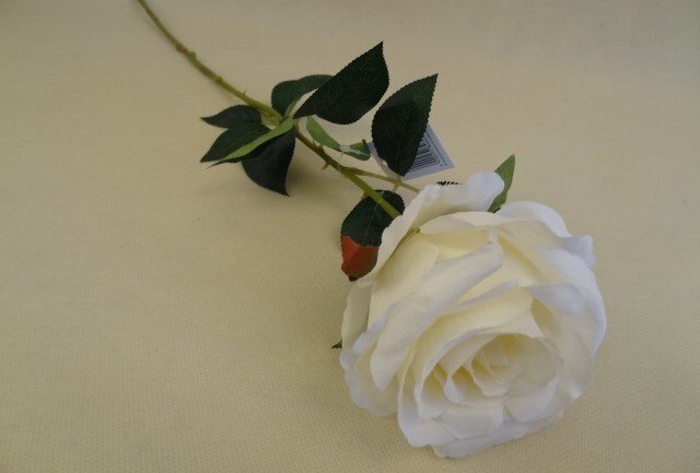 Dirbtinė gėlė ROSE, baltos sp., 78 cm