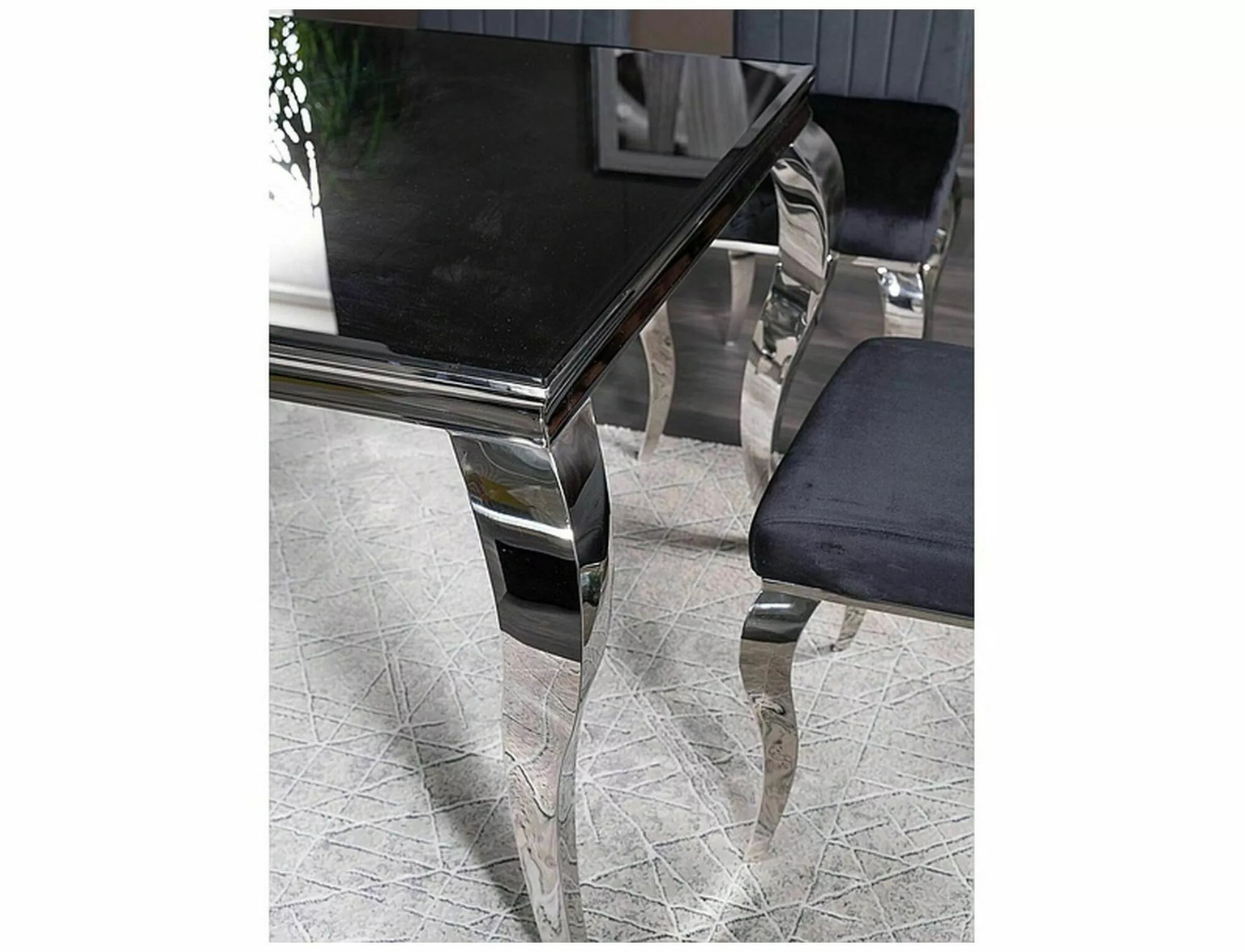 Valgomojo stalas PRINCE, 150 x 90 cm, juoda/chromo - 4