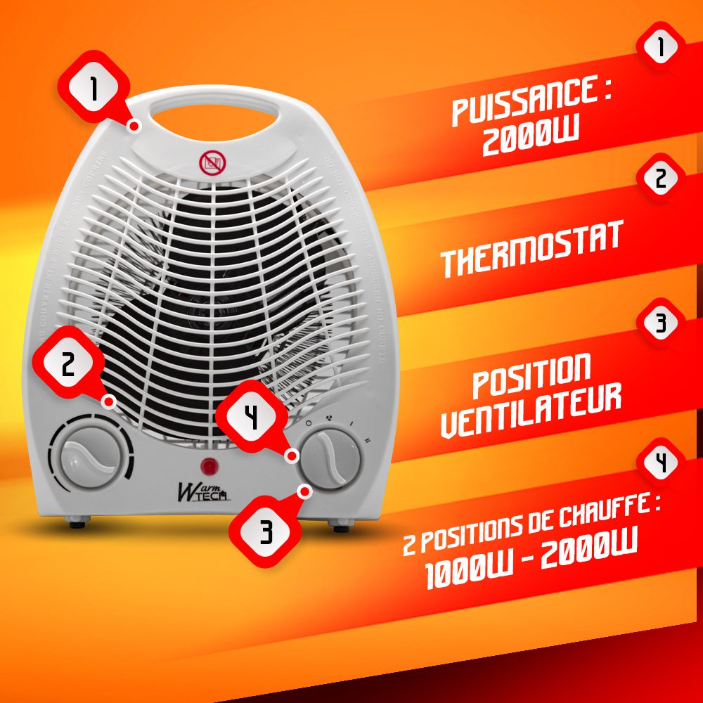 Elektrinis oro šildytuvas Warm Tech, 2000 W - 3