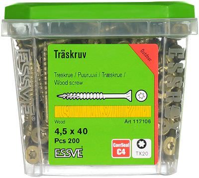 Medsraigčiai ESSVE ESSDRIVE Corrseal, 4,5 x 40 mm, skirti lauko darbams, 200 vnt.-0