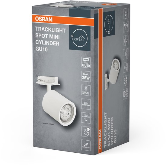 Taškinis bėgelių šviestuvas OSRAM TRACKLIGHT SPOT MINICYLINDER, 1xGU10, baltas, 14x9x6,5cm - 4