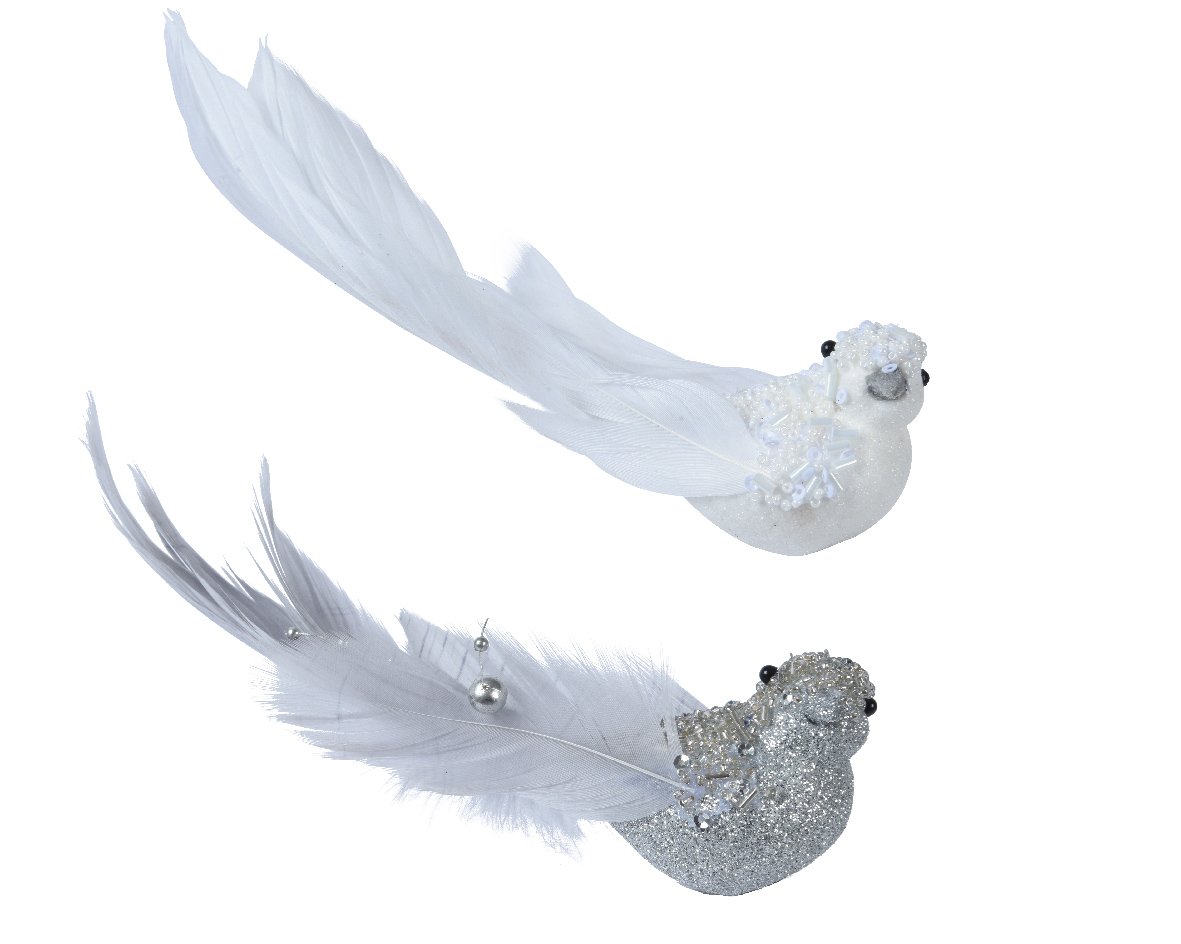 Įsegama kalėdinė dekoracija DECORIS Winter Morning Bird, 2 rūšys, 17 x 4 x 5 cm, 1 vnt
