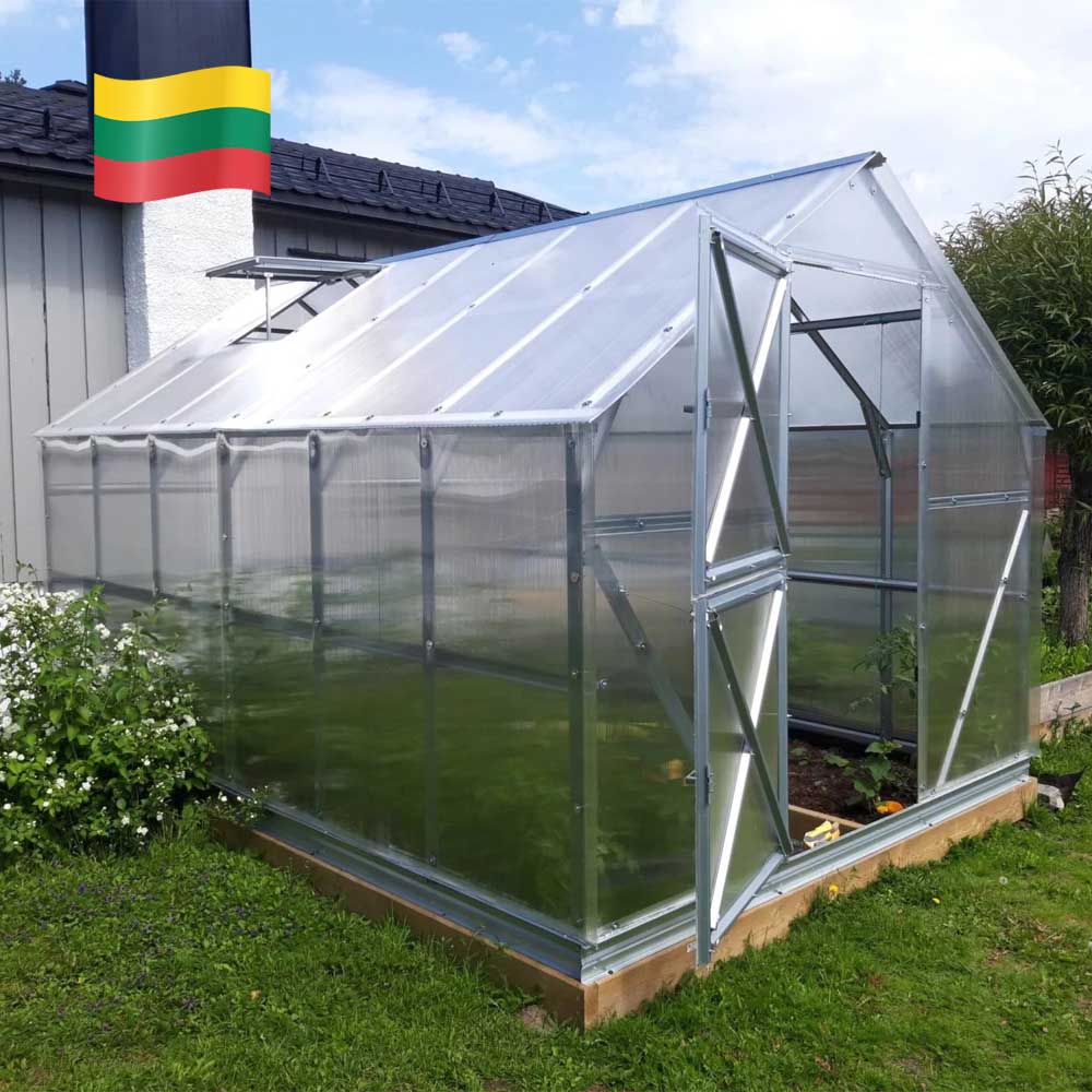 Šiltnamis GASPADINĖ, 6 mm polikarbonato danga, 2.64 x 10 m, 26.4 kv.m-0