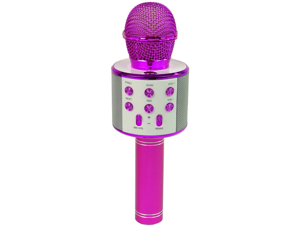 Belaidis karaoke mikrofonas su garsiakalbiais ir įrašymo funkcija WS-858, rožinis - 5