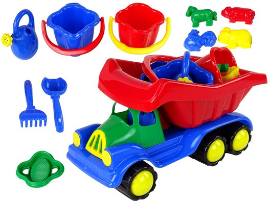 Smėlio žaislų rinkinys su automobiliu, 10 dalių - 3