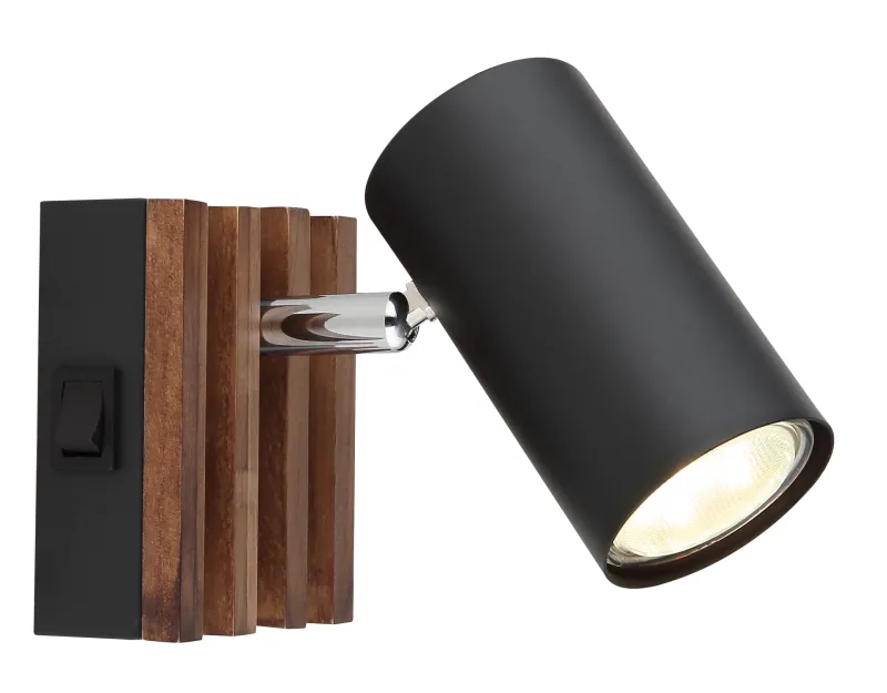 Taškinis šviestuvas GLOBO KAYDEN, 1xGU10 max 1x25W metalas/medis juodos sp 8x10x12,5cm-0