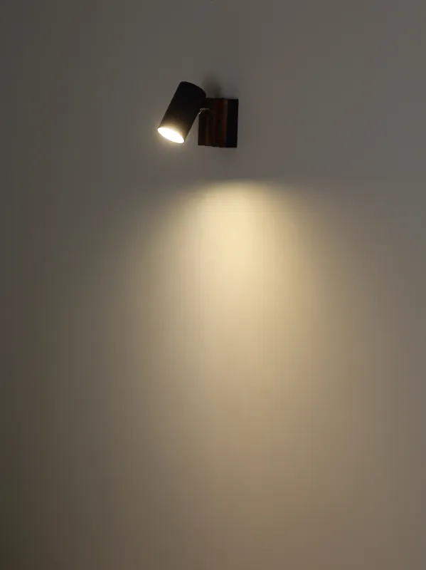 Taškinis šviestuvas GLOBO KAYDEN, 1xGU10 max 1x25W metalas/medis juodos sp 8x10x12,5cm - 4