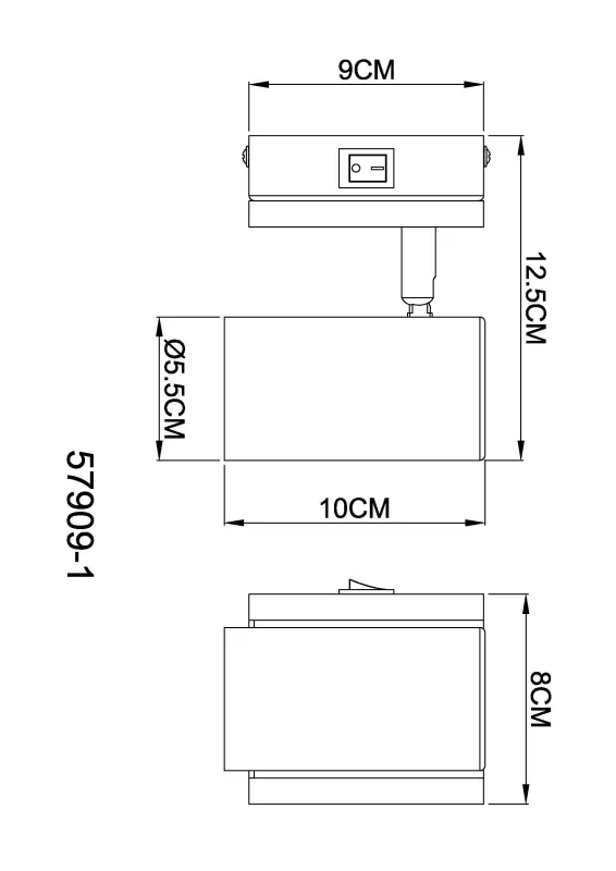 Taškinis šviestuvas GLOBO KAYDEN, 1xGU10 max 1x25W metalas/medis juodos sp 8x10x12,5cm - 6