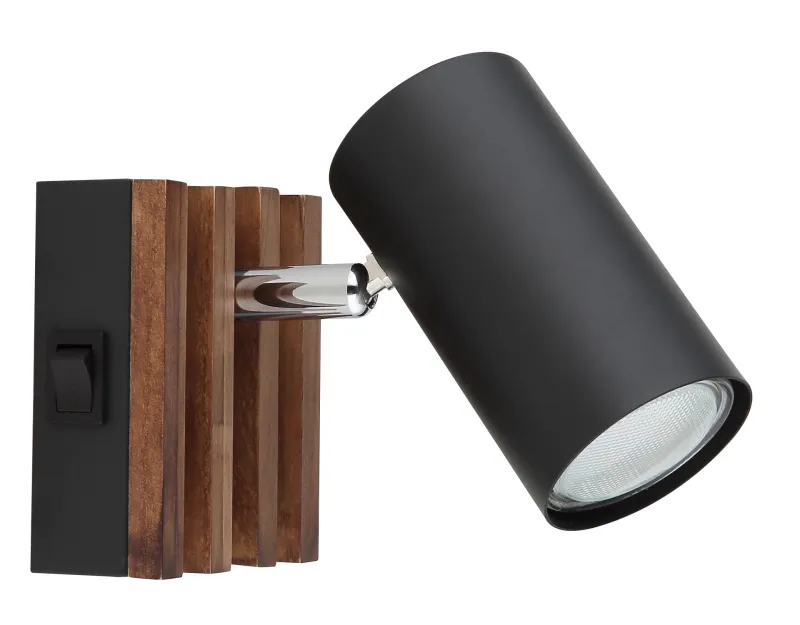 Taškinis šviestuvas GLOBO KAYDEN, 1xGU10 max 1x25W metalas/medis juodos sp 8x10x12,5cm-1