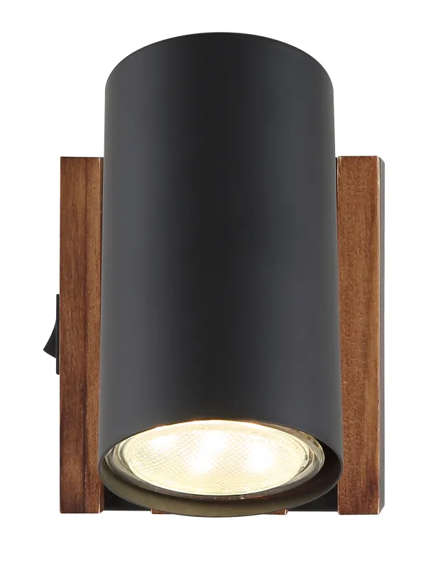 Taškinis šviestuvas GLOBO KAYDEN, 1xGU10 max 1x25W metalas/medis juodos sp 8x10x12,5cm - 3