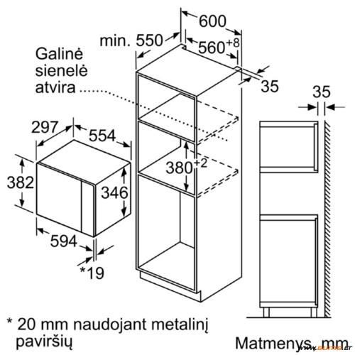 Įmontuojama mikrobangų krosnelė Bosch BFL524MB0 - 3