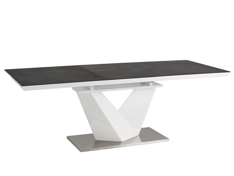 Valgomojo stalas ALARAS II, 140 x 85 cm, juoda/balta