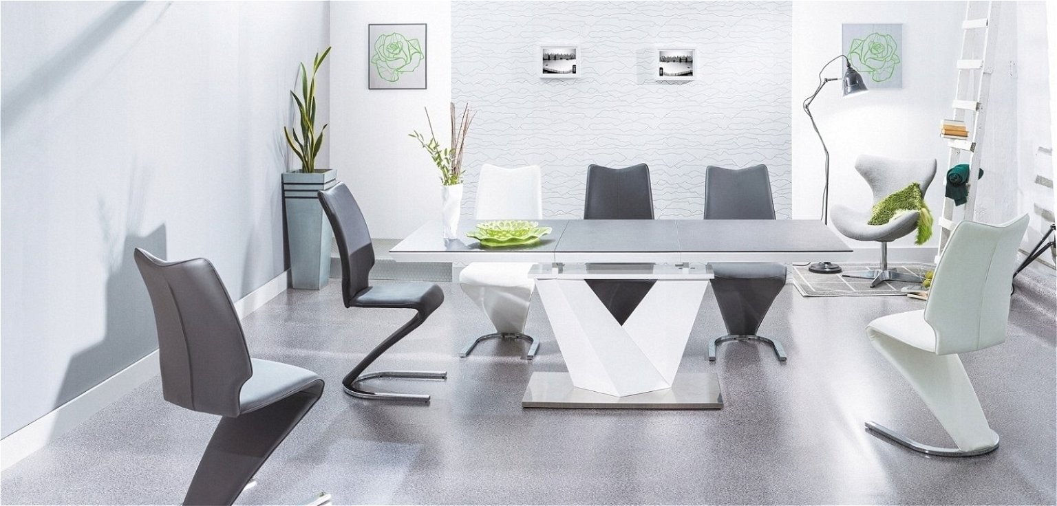 Valgomojo stalas ALARAS II, 140 x 85 cm, juoda/balta-1