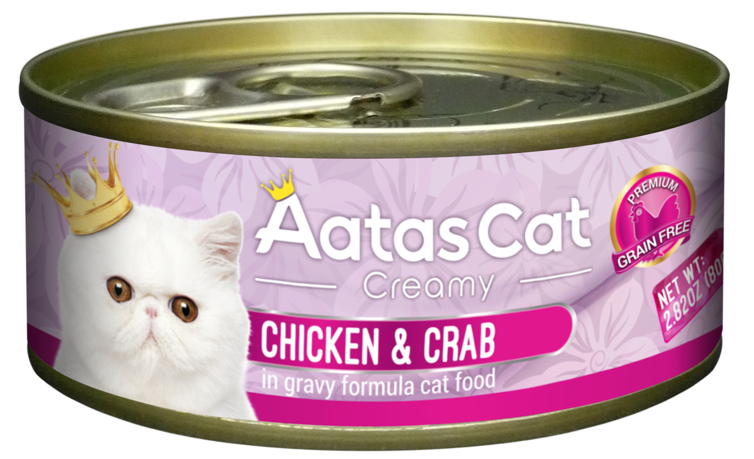 Konservuotas ėdalas katėms AATAS CAT CREAMY CHICKEN&CRAB su vištiena ir krabais, 80 g
