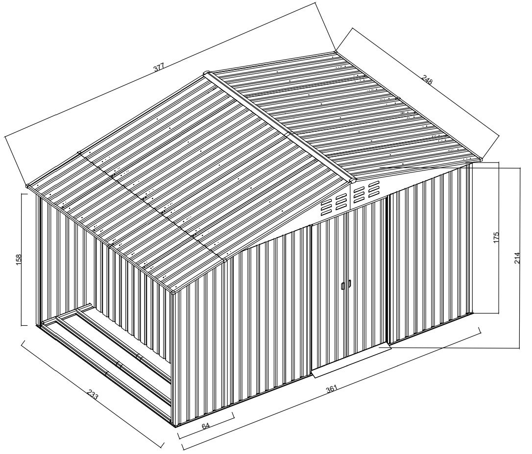 Metalinis sandėliukas su malkine, 9,35 m2, antracito - 5