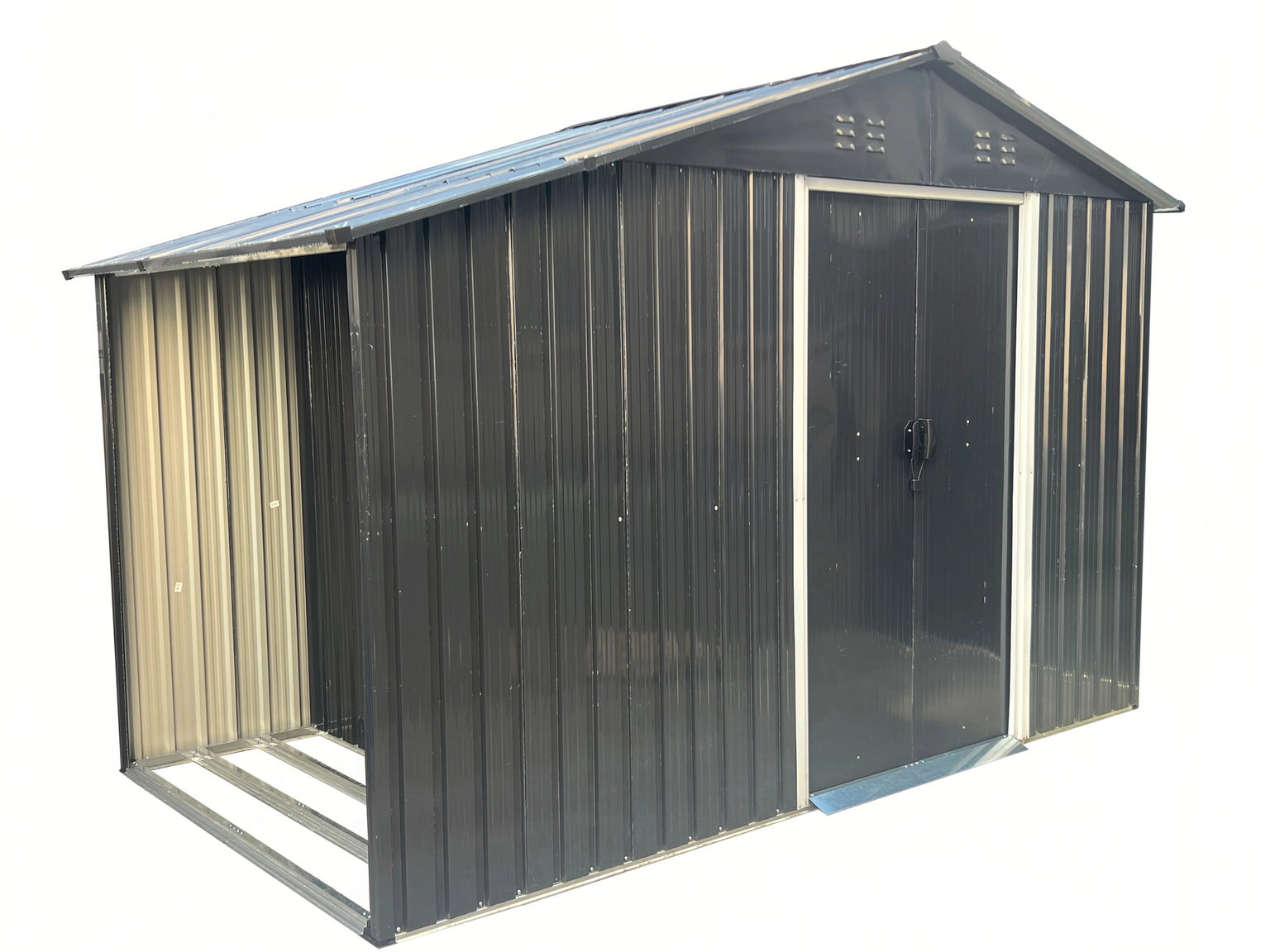 Metalinis sandėliukas su malkine, 9,35 m2, antracito - 6