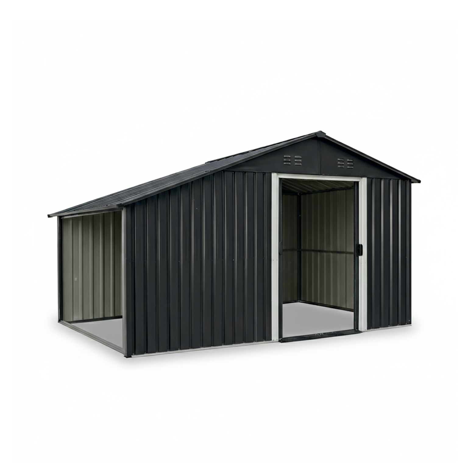 Metalinis sandėliukas su malkine, 9,35 m2, antracito-0